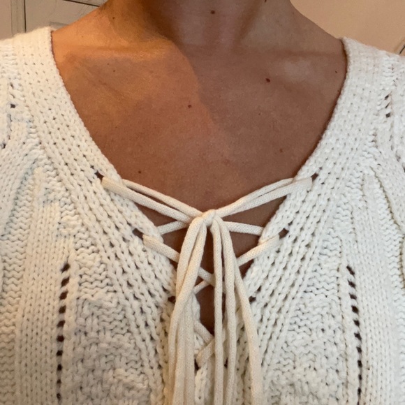 tie front cream colored sweater - Picture 3 of 3